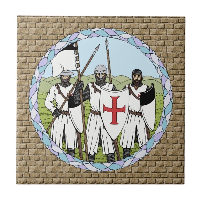 Medieval Knights Templar Ceramic Tile (Front)