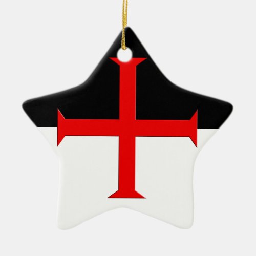 Medieval Knights Templar Cross Flag Ceramic Ornament