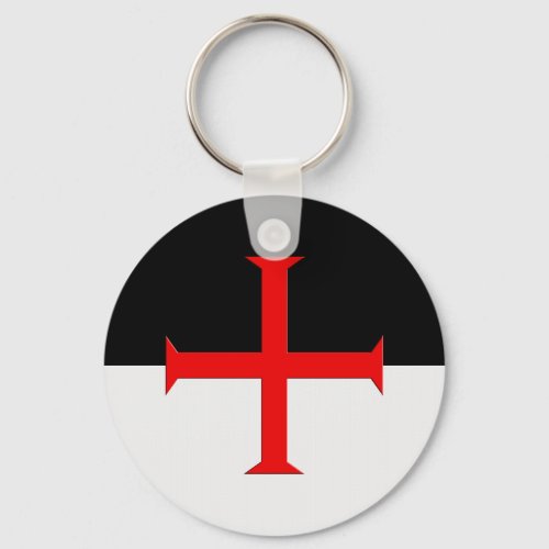 Medieval Knights Templar Cross Flag Keychain