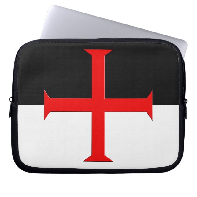 Medieval Knights Templar Cross Flag Laptop Sleeve (Front)