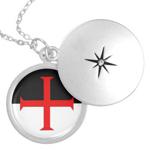 Medieval Knights Templar Cross Flag Locket Necklace