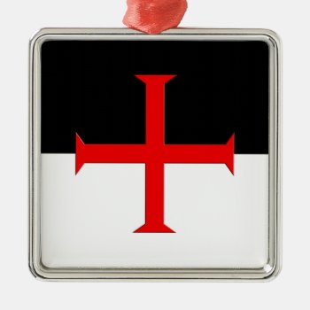 Medieval Knights Templar Cross Flag Metal Ornament by PrintedGifts at Zazzle