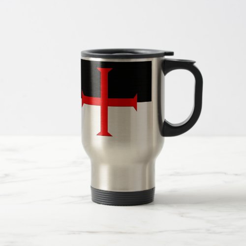 Medieval Knights Templar Cross Flag Travel Mug