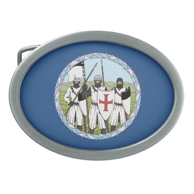 Medieval Knights Templar Oval Belt Buckle (Front)