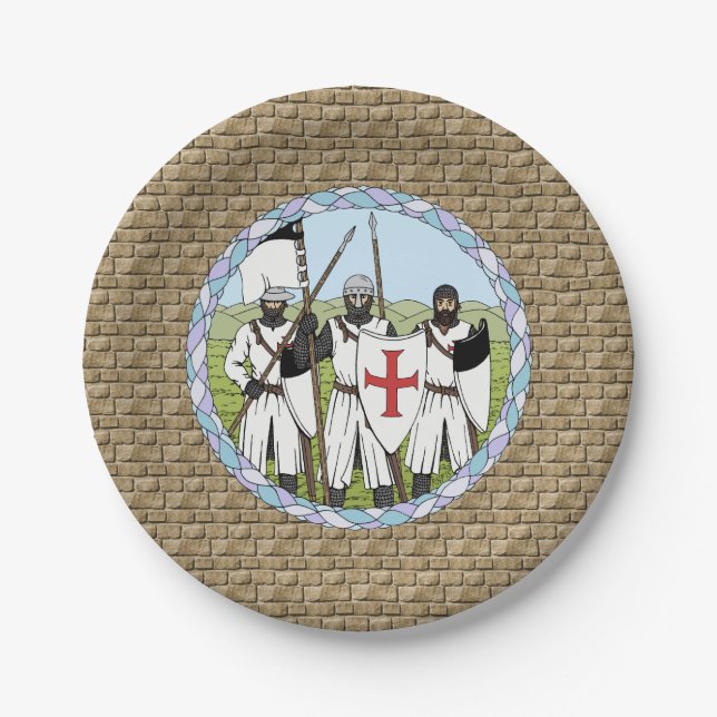 Medieval Knights Templar Paper Plates (Front)