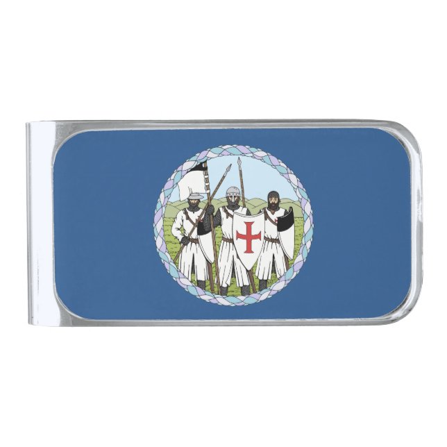 Medieval Knights Templar Silver Finish Money Clip (Front)