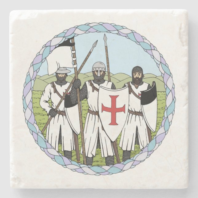 Medieval Knights Templar Stone Coaster (Front)