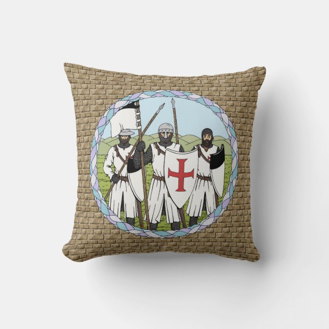 Medieval Knights Templar Throw Pillow (Front)