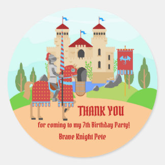 Medieval Knights Tournament Birthday Party Classic Round Sticker