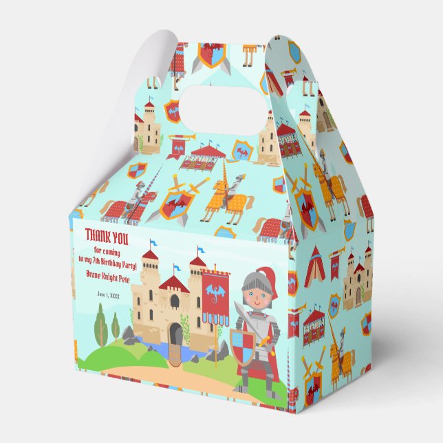 Medieval Knights Tournament Birthday Party Favor Boxes (Front Side)