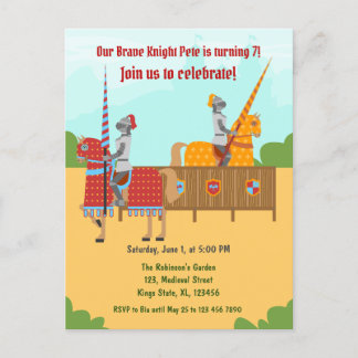 Medieval Knights Tournament Birthday Party Invitation Postcard