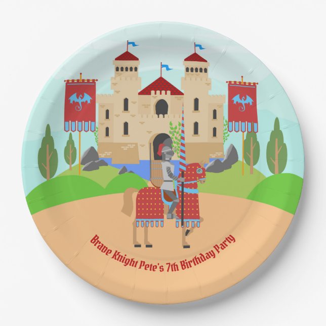 Medieval Knights Tournament Birthday Party Paper Plates (Front)