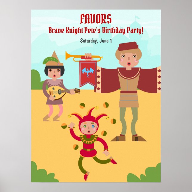Medieval Knights Tournament Birthday Party Poster (Front)