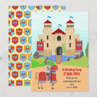 Medieval Knights Tournament Birthday Party Thank You Card