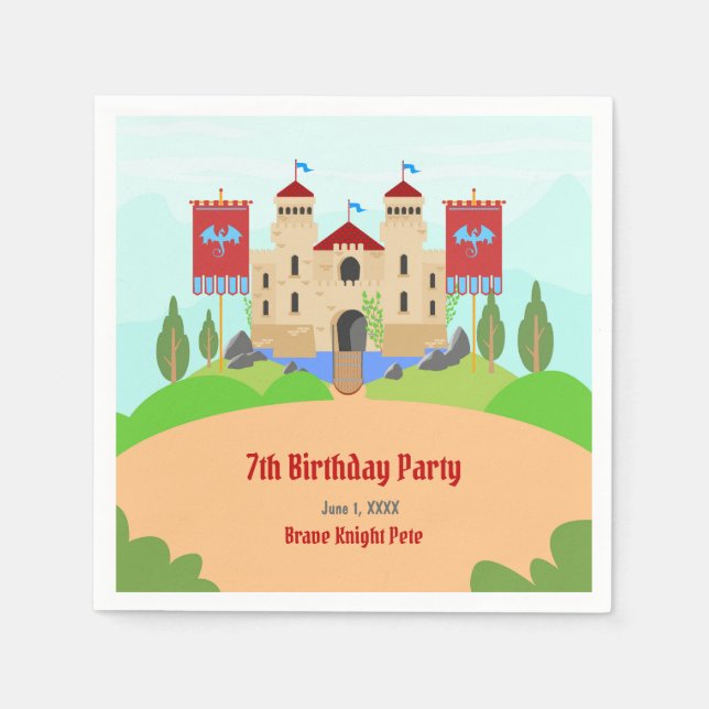 Medieval Knights Tournament Boy Birthday Party Napkins (Front)