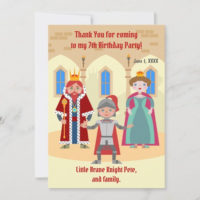 Medieval Knights Tournament Boy Birthday Party Thank You Card (Front)