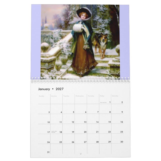 Medieval Ladies Knight Custom Printed Calendar (Jan 2027)