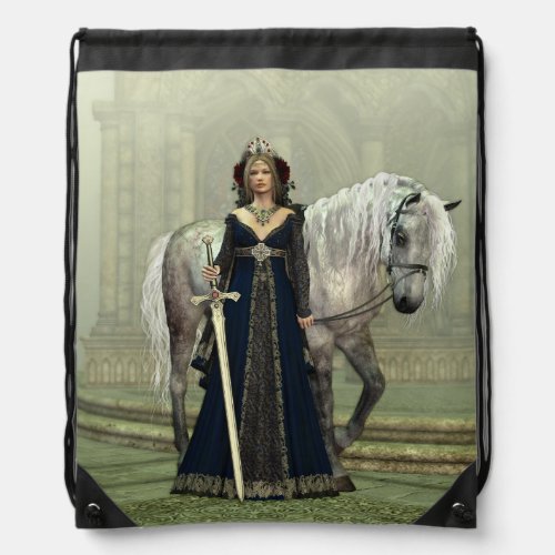 Medieval Lady and Horse Drawstring Backpack