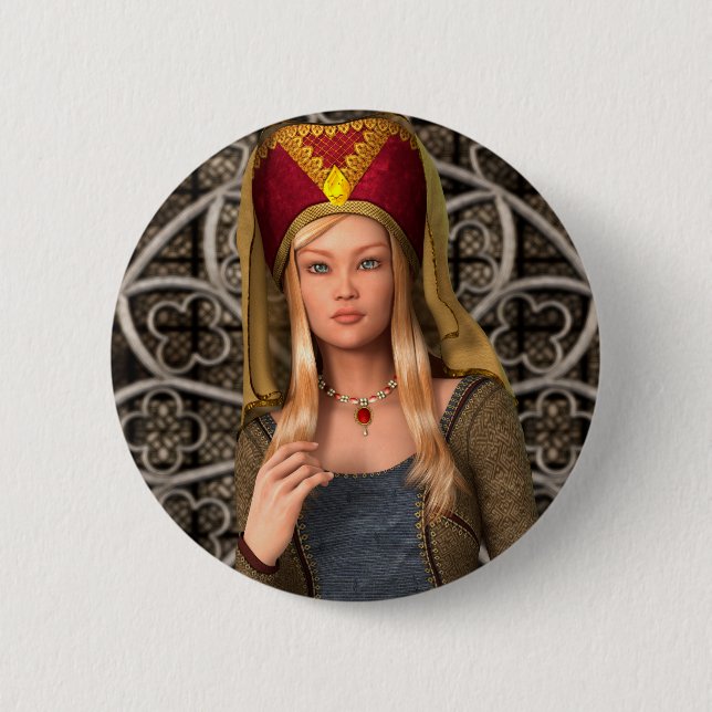 Medieval Lady Button (Front)