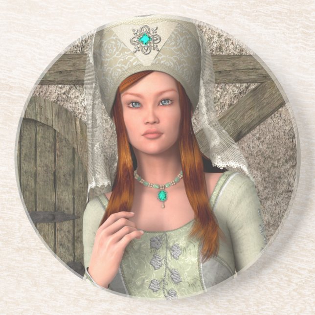 Medieval Lady  Drink Coaster (Front)
