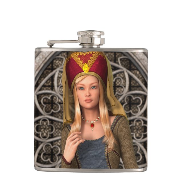 Medieval Lady Hip Flask (Front)