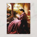 Medieval Lady Reading Letter painting Postcard