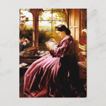 Medieval Lady Reading Letter Painting Postcard by EDDESIGNS at Zazzle