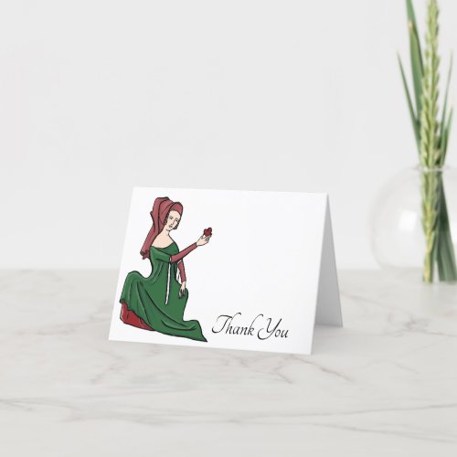 Medieval Lady with Heart Thank You Card