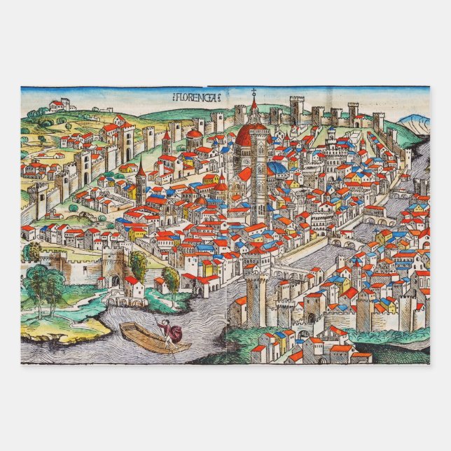 Medieval landmark of Florence in Italy Wrapping Paper Sheets (Front)