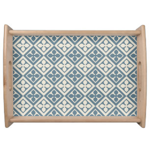 Medieval Leaf Tiles - Slate Blue Serving Tray