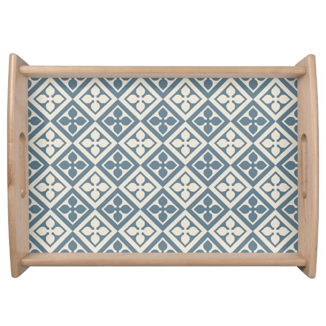 Medieval Leaf Tiles - Slate Blue Serving Tray (Front)