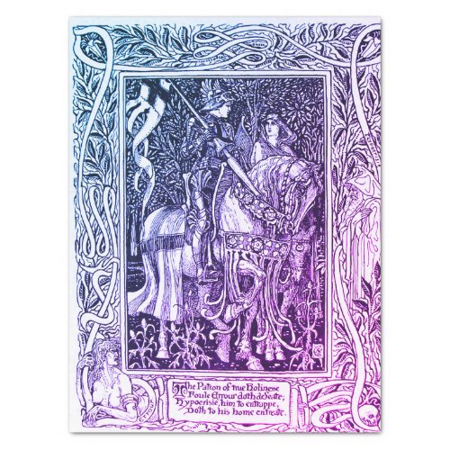 MEDIEVAL LEGENDS Lady And Knight Horseback Floral Tissue Paper