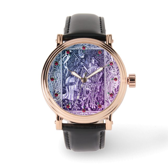 MEDIEVAL LEGENDS Lady And Knight Horseback Floral Watch (Front)
