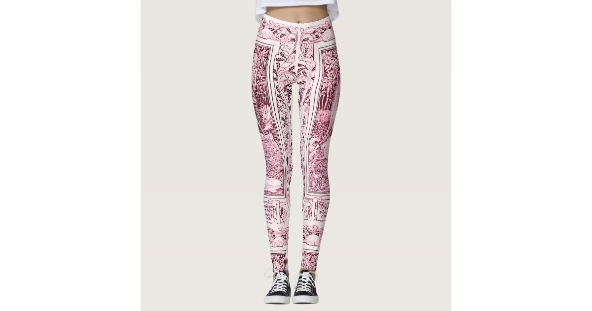 MEDIEVAL LEGENDS Lady And Knight,Pink White Floral Leggings