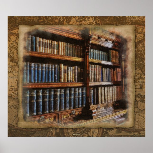 Medieval Library and Books of Antiquity Artwork Poster (Front)