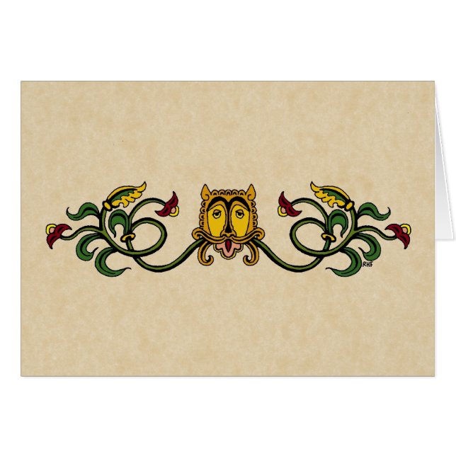 Medieval Lion Design Greeting Card (Front Horizontal)