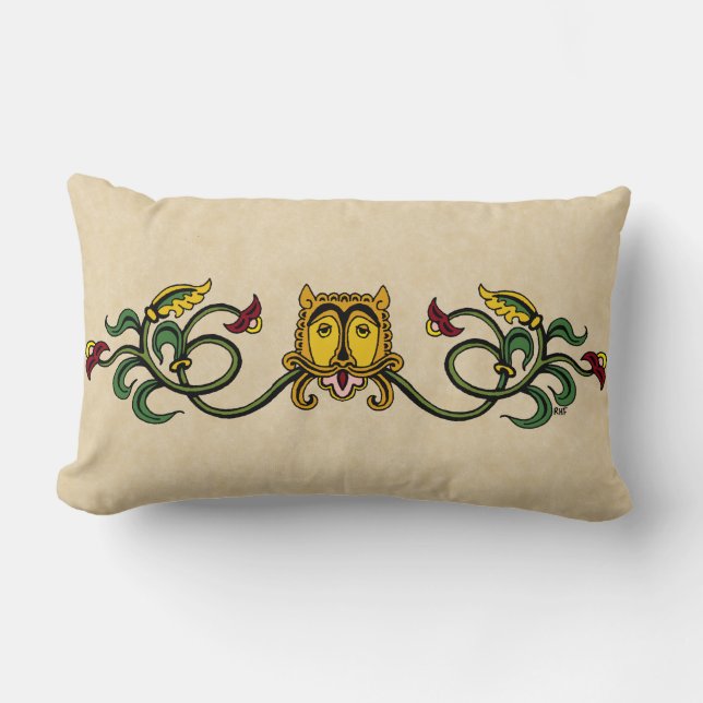 Medieval Lion Design Lumbar Pillow (Front)