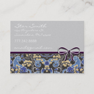 Medieval Lion Llama Vintage Floral Blue Yellow Business Card