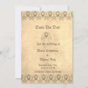 medieval lion save the date