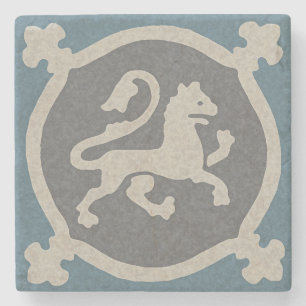 Medieval Lion Tile Stone Coaster
