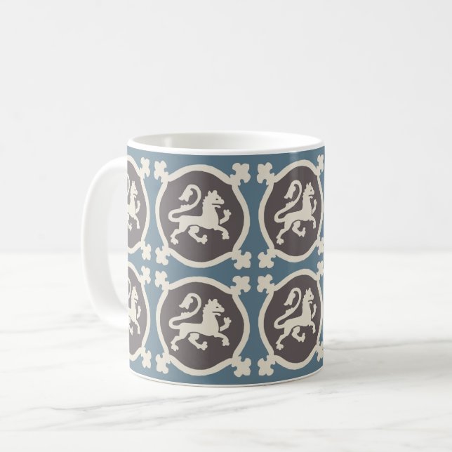 Medieval Lion Tiles Coffee Mug (Front Left)