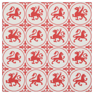 Medieval Lions and Griffins Fabric