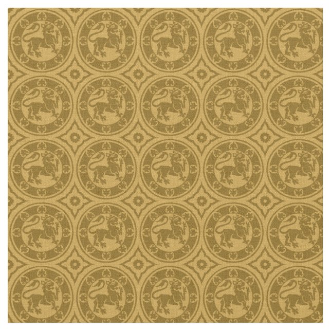 Medieval Lions, Goldenrod Fabric (Close Up)