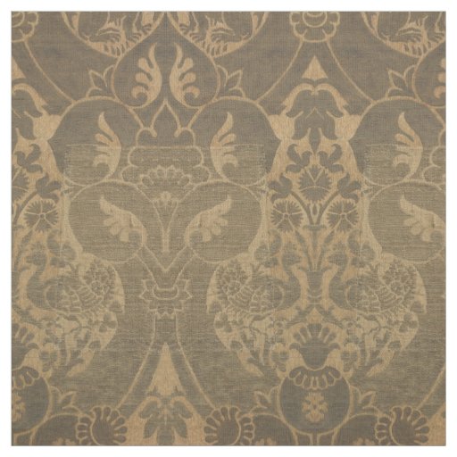 Medieval Lions Peacocks & Pomegranates Pattern Fabric