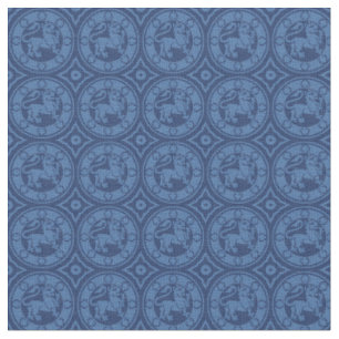 Medieval Lions, Royal Blue Fabric