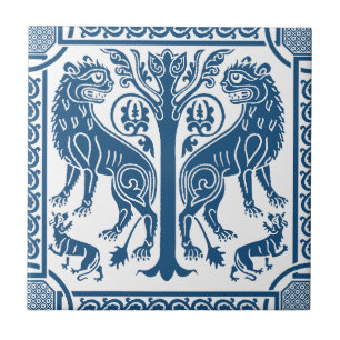 Medieval Lions & Tree Ceramic Tile