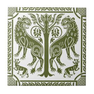 Medieval Lions & Tree Ceramic Tile