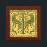 Medieval Lions & Tree Wooden Jewelry Keepsake Box<br><div class="desc">From a 13th-century fabric</div>