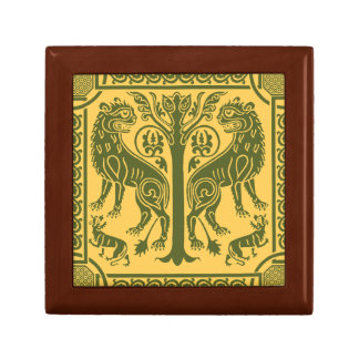 Medieval Lions & Tree Wooden Jewelry Keepsake Box