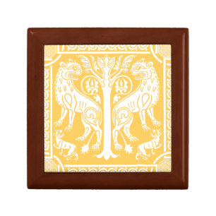 Medieval Lions & Tree Wooden Jewelry Keepsake Box